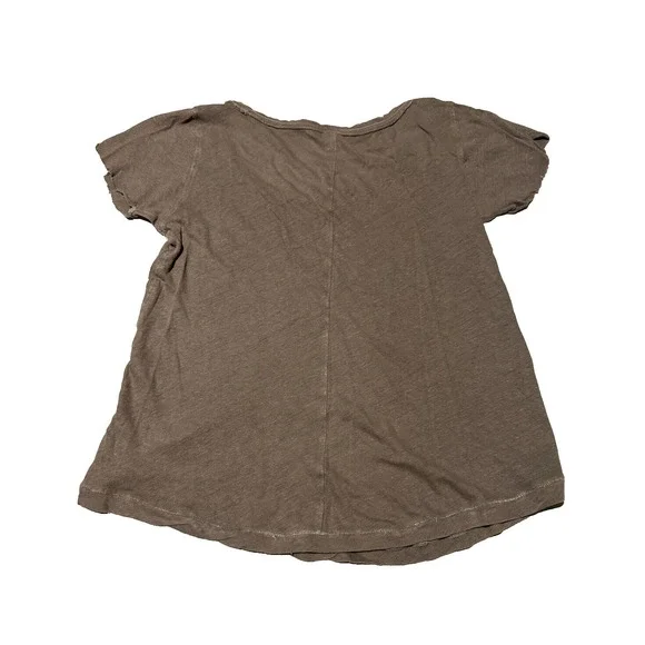 Free People We The Free Hemp Womens Brown Dylan Tee Bunny Scoop Neck Size XS - Picture 5 of 8